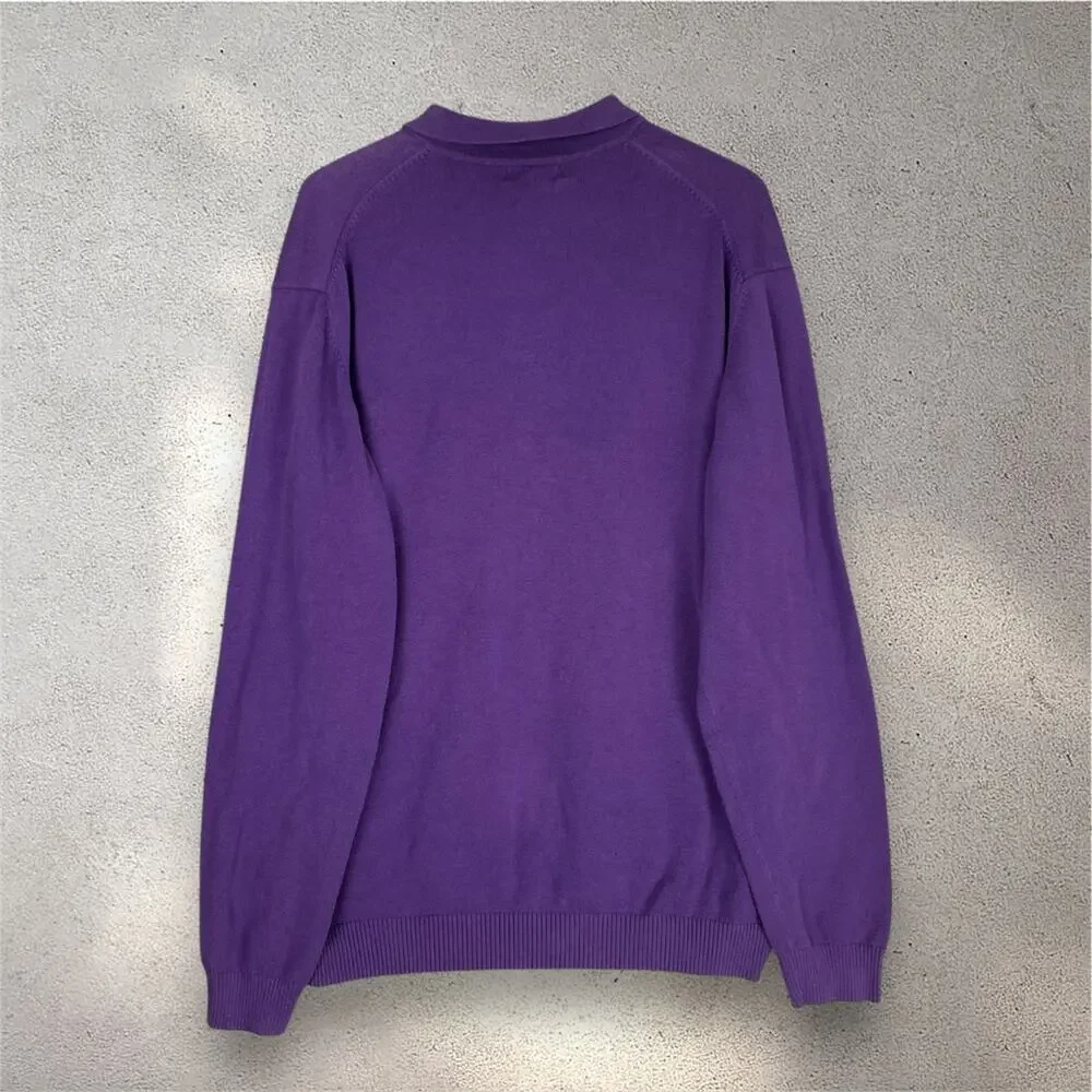 Banana Republic Purple Knit Polo Sweater Men’s XL Vintage Y2K Minimal Classic